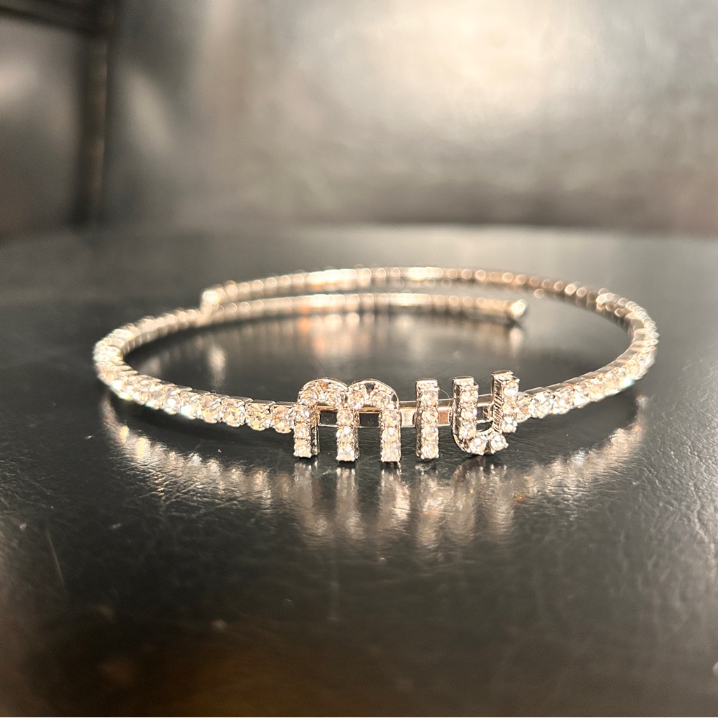 Authentic Miu Miu Silver Crystal Choker Necklace 445$